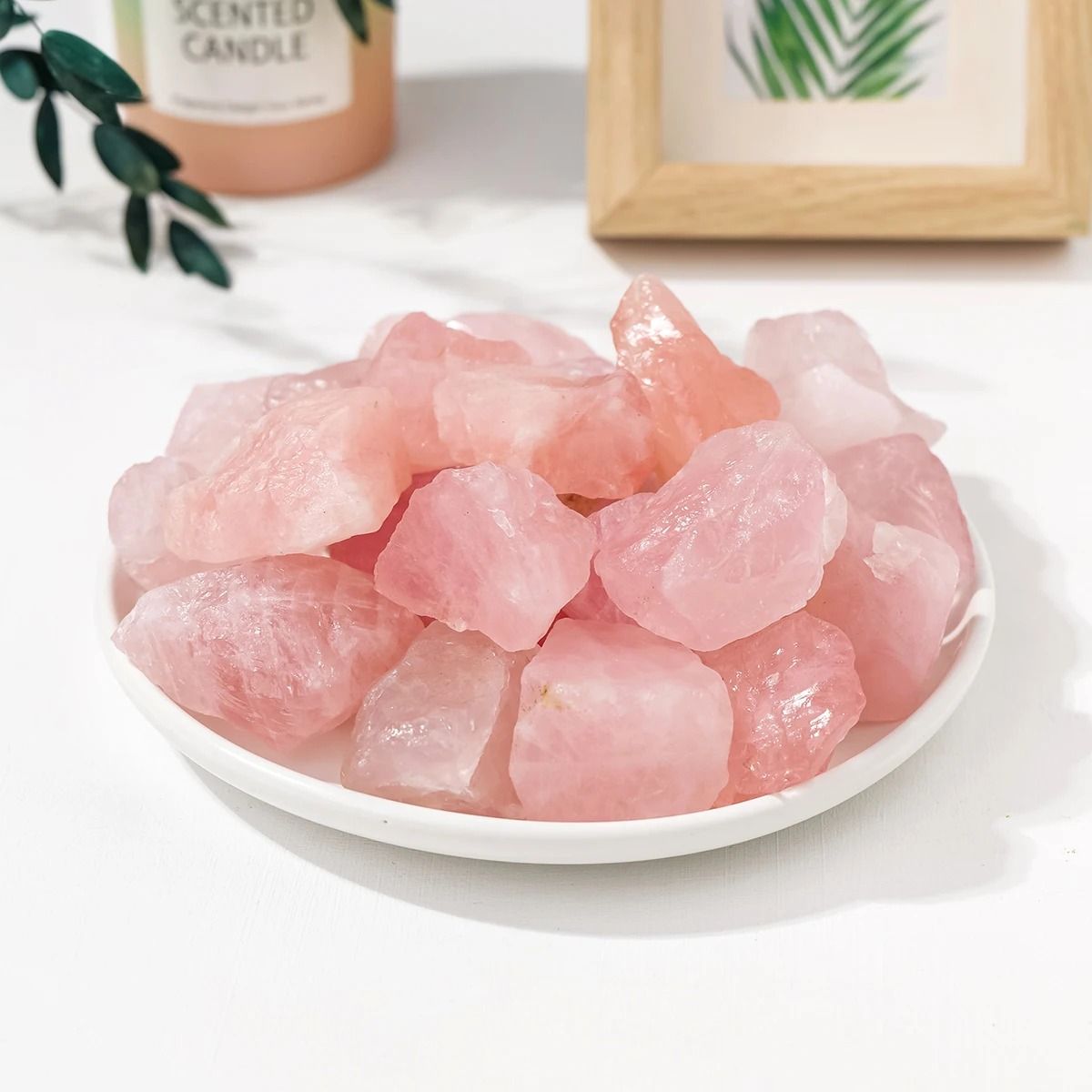 Natural Raw Rose Quartz Stones For Home And Garden Decor 4