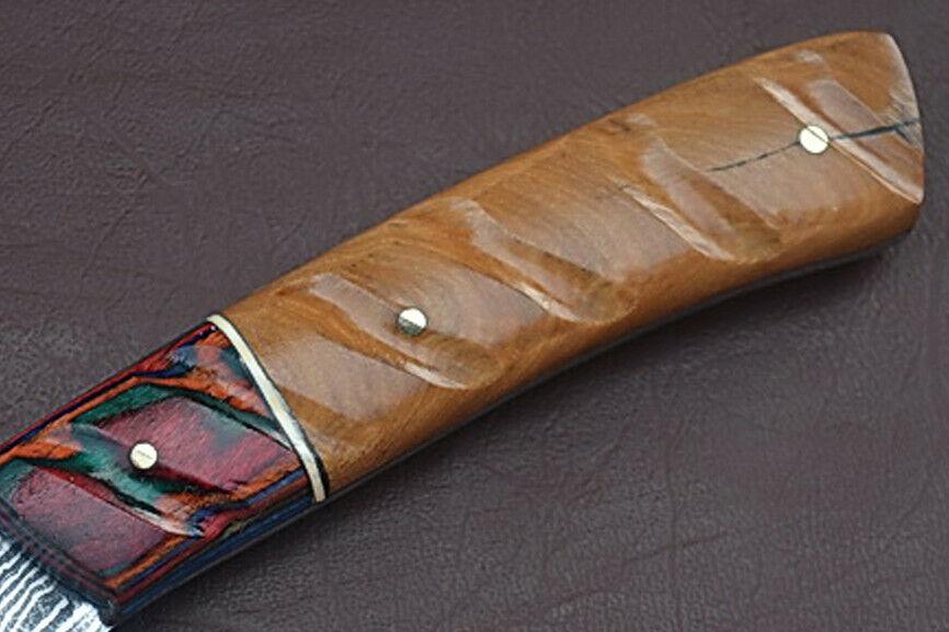 Forged Full Tang Damascus Kitchen Knife Handmade Cooking Knife With Wood Grip 3