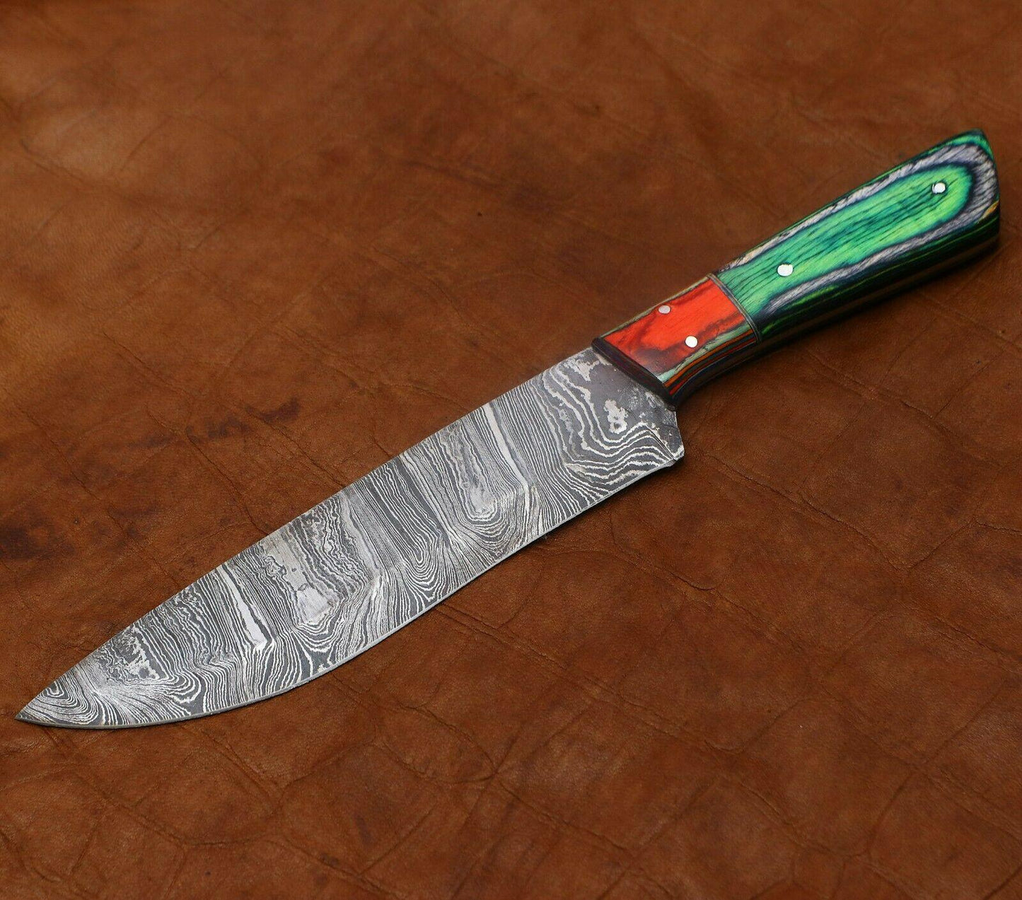 Premium 11 Inch Damascus Chef Knife HandForged Kitchen Knife With Pakka Wood Grip 3