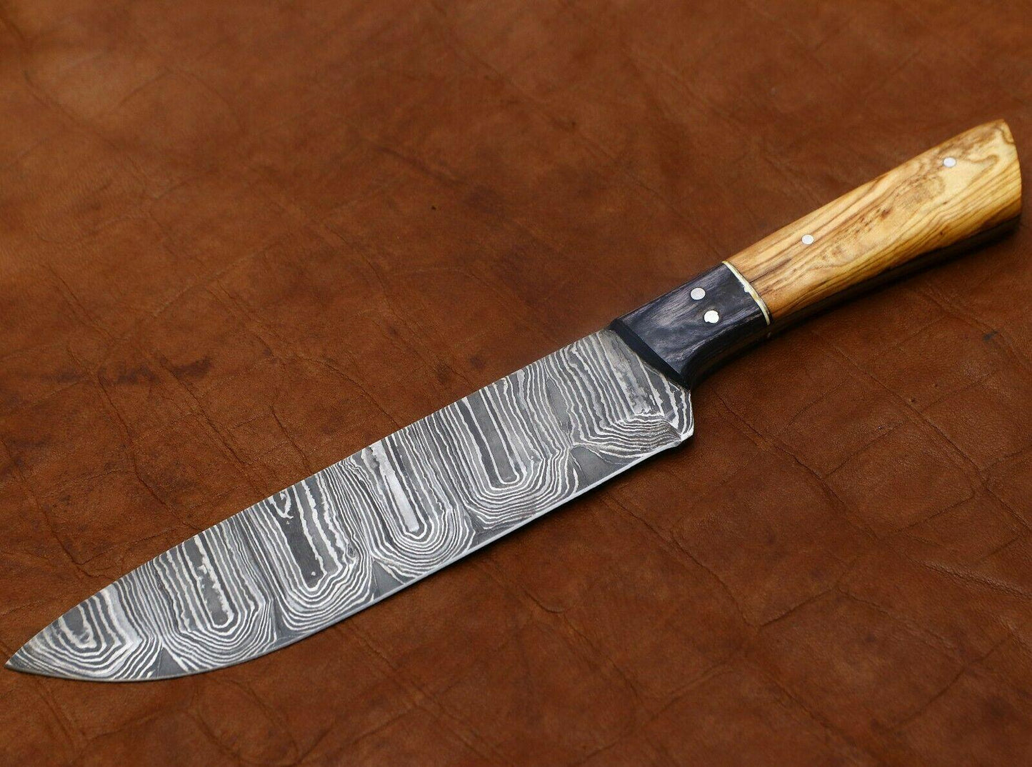 Hand Forged Damascus Chef Knife 11 Kitchen Knife With Elegant Pakka Wood Handle 3
