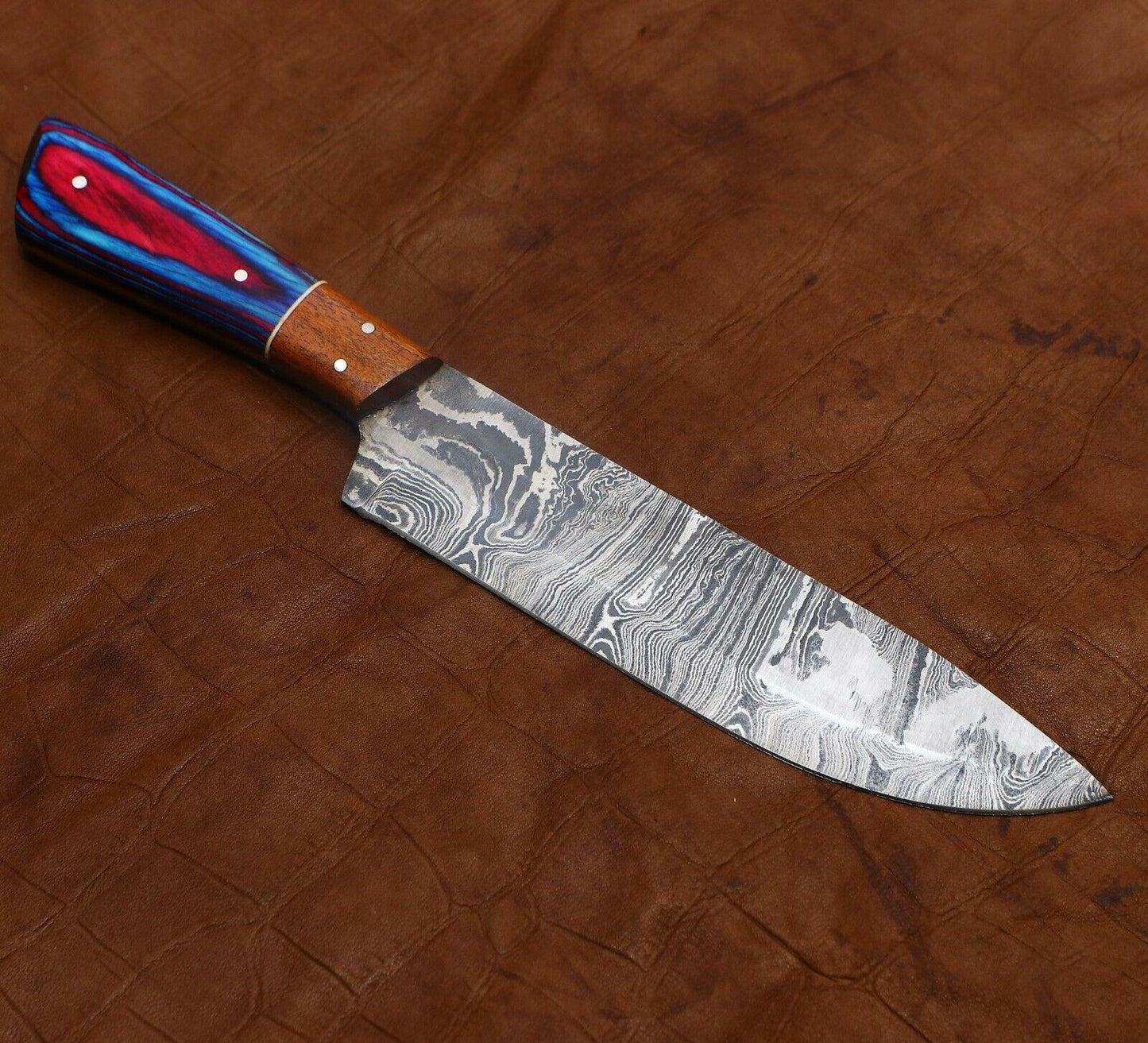Elegant Damascus Steel Kitchen Knife 11 Inch Handmade Chef Knife Gift For Him 3