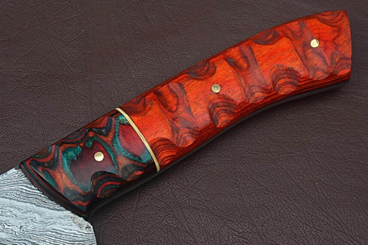 Handmade 12 Damascus Steel Chef Knife With Groov Dollar Wood Handle 3