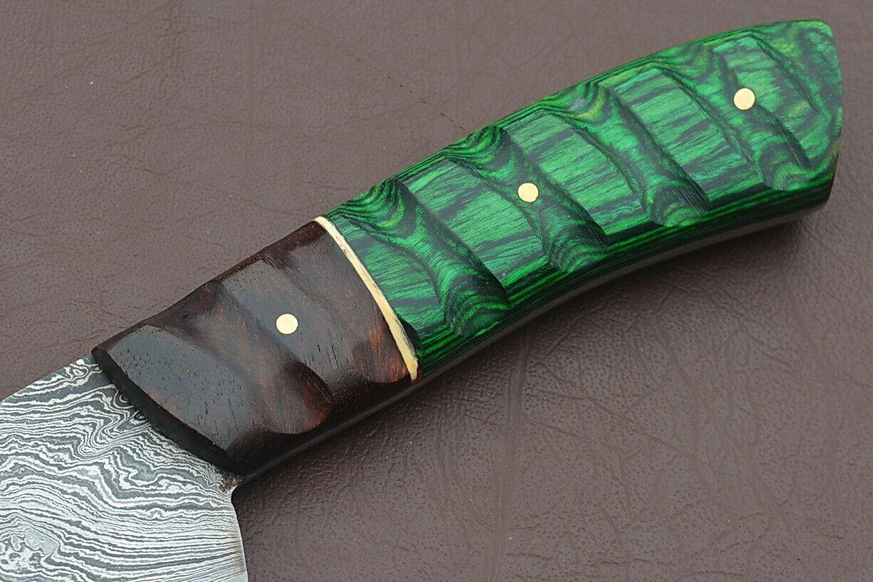 Custom Hand Forged Damascus Chef Knife Kitchen Blade With Wood Handle 3