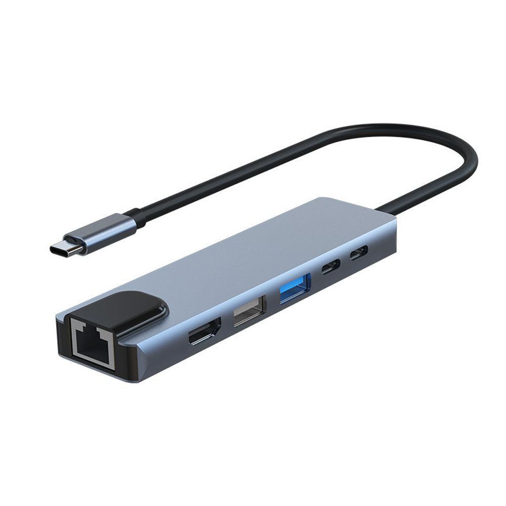 Laptop Docking Station USB C, 6 in 1 USB Type C Hub, RJ45 High Transmission, 65W Power Delivery, HDMI 4K Display