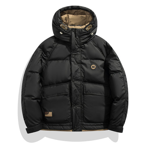 Mens Hooded Down Jacket Winter Warm Puffer Coat Loose Fit Hip Hop Streetwear Harajuku Style Outwear 4