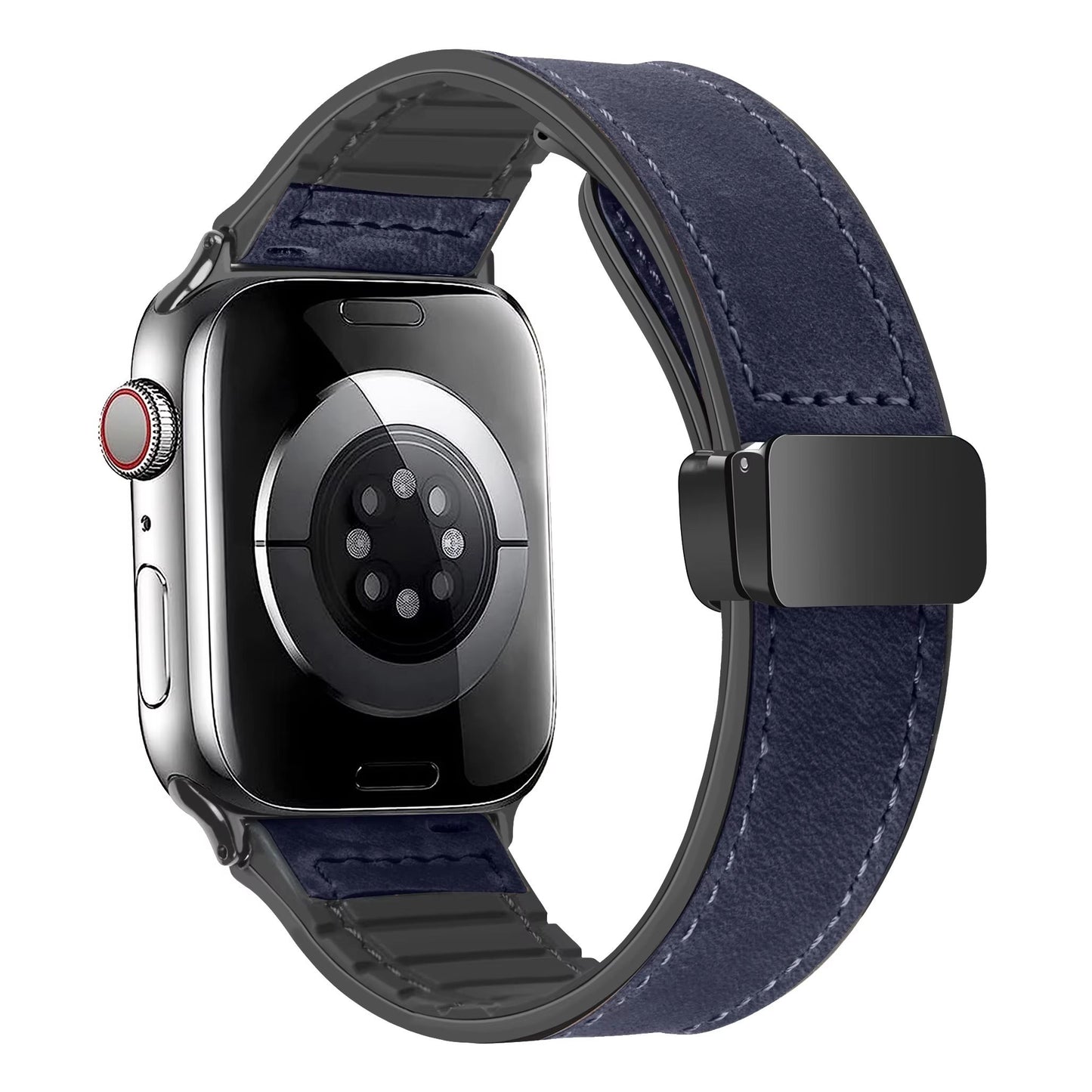 Luxury Leather Silicone Band For Apple Watch Ultra 10 9 8 SE Mens Hybrid Bracelet Strap For IWatch 12