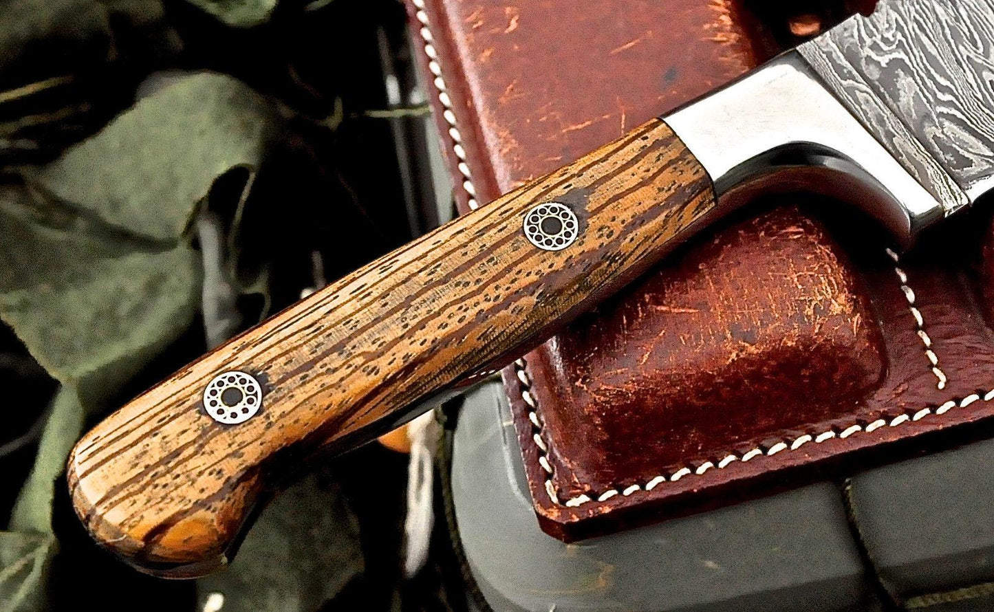 Custom Handmade Damascus French Chef Knife Zebrawood Handle 512 Layer Firestorm Steel 1
