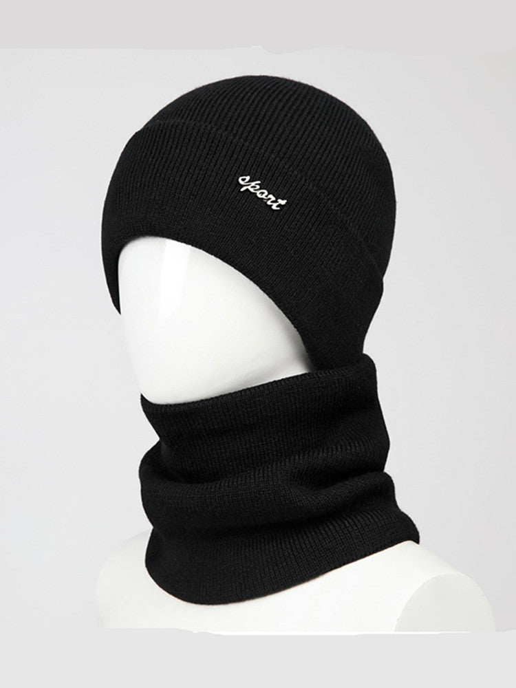 Knitted Hat And Scarf Set Fleece Lined Warm Earmuff Hat Outdoor Cycling Cold Weather Protection 6