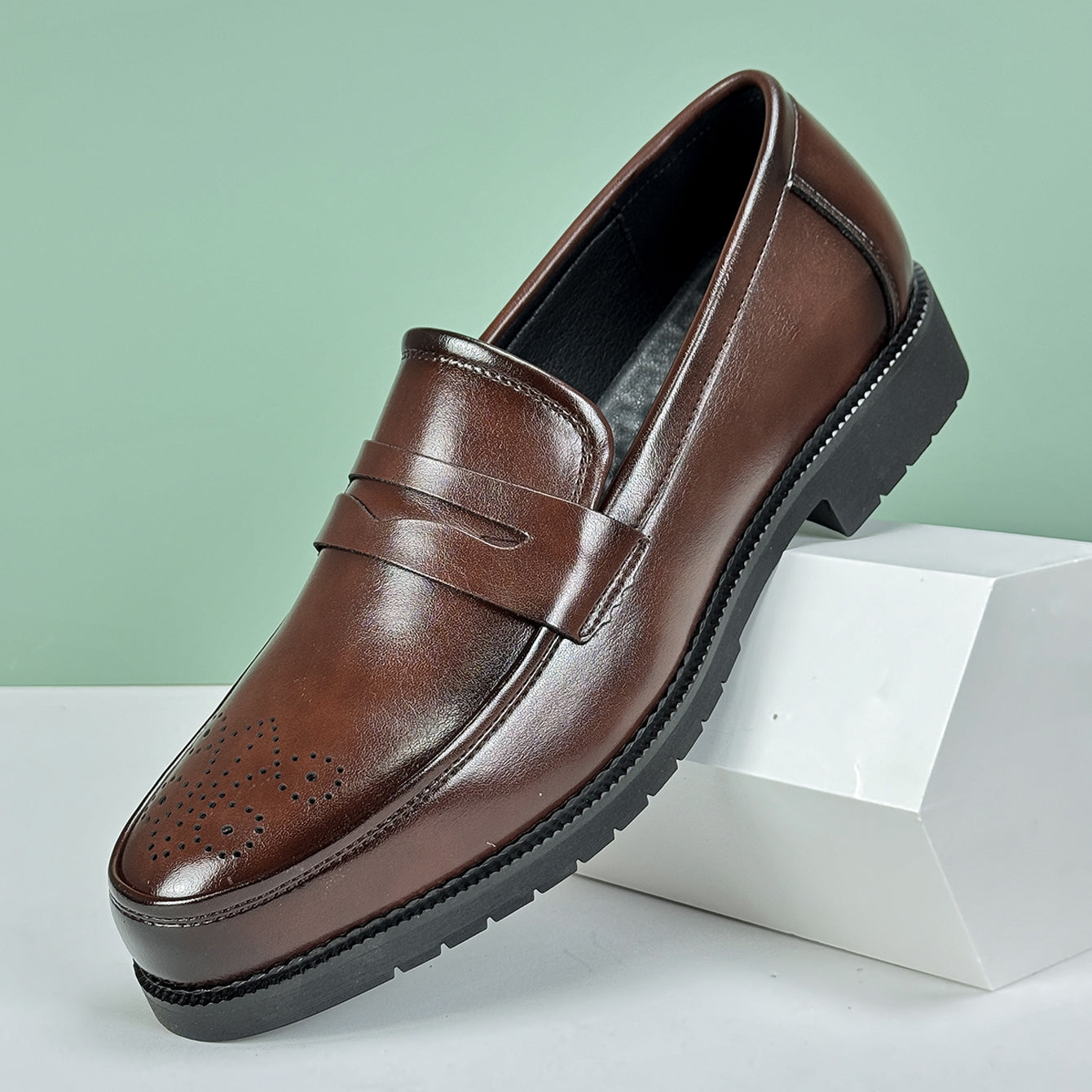 Elegant Mens Formal Leather Oxford Loafers British Style Round Toe NonSlip Business Dress Wedding O 7