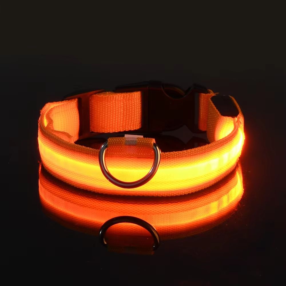 Nylon LED Glow Dog Leash Collar Set Night Safety Reflective LightUp Pet Gear For Walks After Dark 12