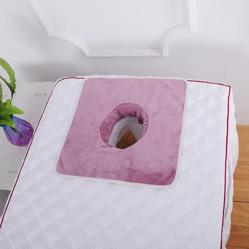 SPA Massage Bedspread Towel, Velvet Thickened Beauty Massage Table, Face Towel with Breath Hole