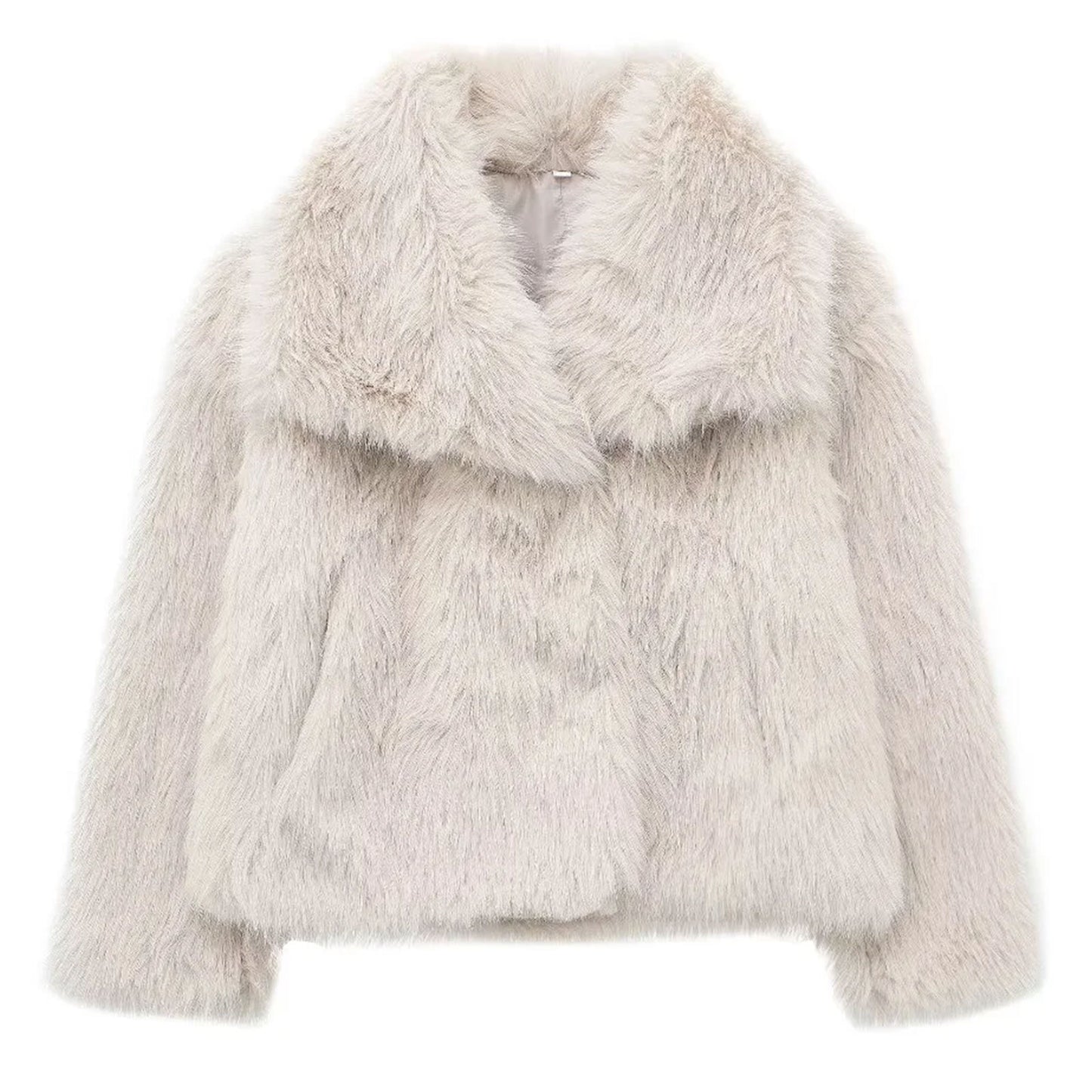HH Women Elegant Faux Fur Coat Warm Fluffy Loose Long Sleeve Lapel Jacket Autumn Winter Fashion High Street Lady Outerwear