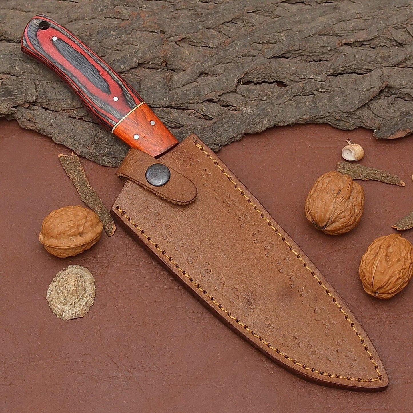 Custom Forged Damascus Kitchen Knife Wood Grip Chef Knife Perfect Gift 3