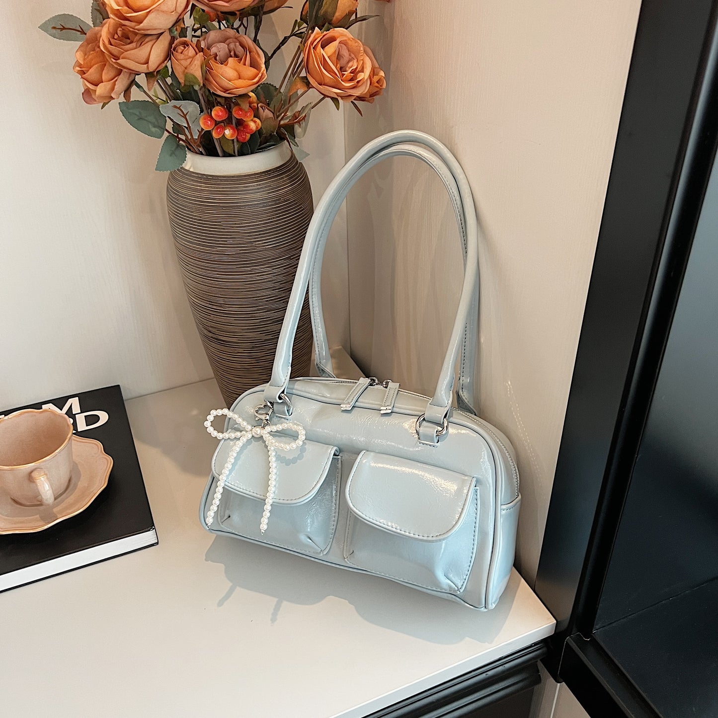 New Simple Leisure Pillow Bag, Korean Edition Fashionable Underarm Bow Bag, Trendy Versatile Shoulder Bag for Women