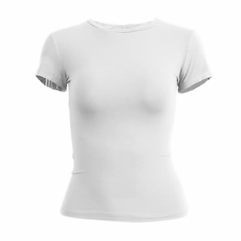UrbanEase Womens Slim Fit Knitted TShirt Short Sleeve ONeck Streetwear Top For Everyday Y2K Fashi 10