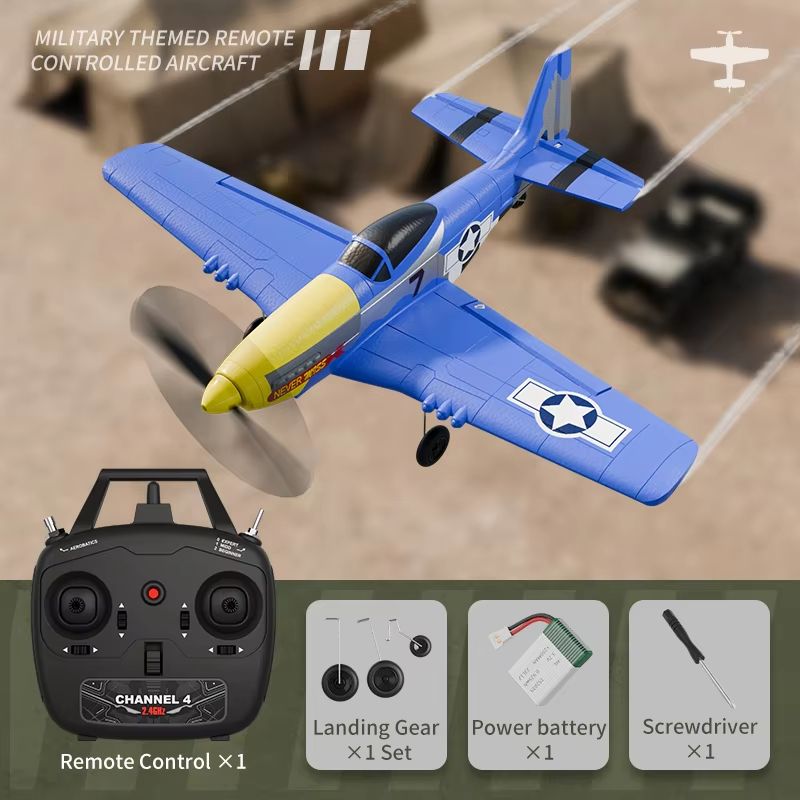 P51 Mustang 24G 4CH RC Plane Foam Fighter Jet With 6Axis Gyro OneKey Aerobatic Flight 6