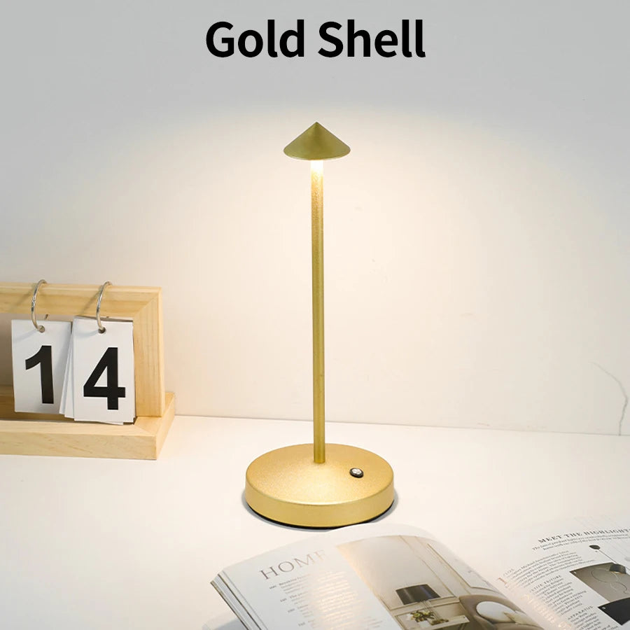 Rechargeable Table LED Lamp, Touch Sensor Night Light, Stepless Dimming for Bedroom, Desk, Hotel