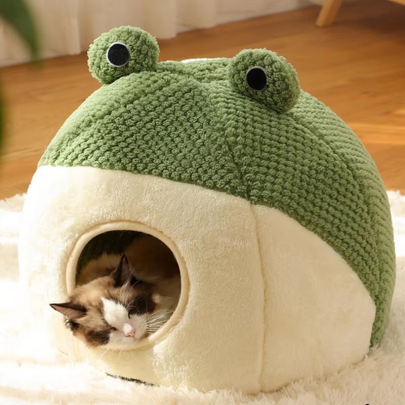 FrogShaped Plush Pet Nest Cozy Dog And Cat Den 8