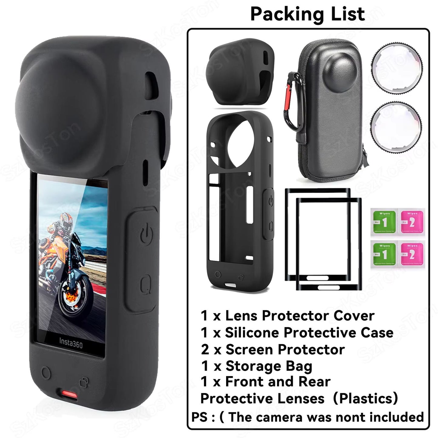Lens Protection Kit For Insta360 X5X4 AntiScratch Lens Guards Screen Protector Film Storage Bag 14