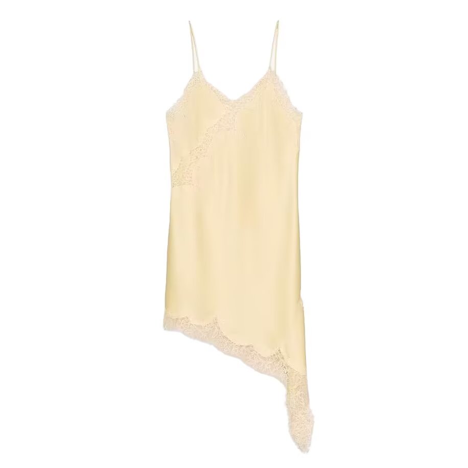 2025 Fashion Party Dress Women Sexy V Neck Long Dresses Irregular Lace Hem Suspender Vestidos 2