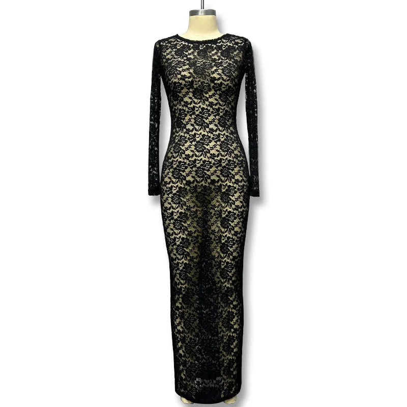 Autumn New, Sexy See Through Long Sleeve Dress, Womens Clothing