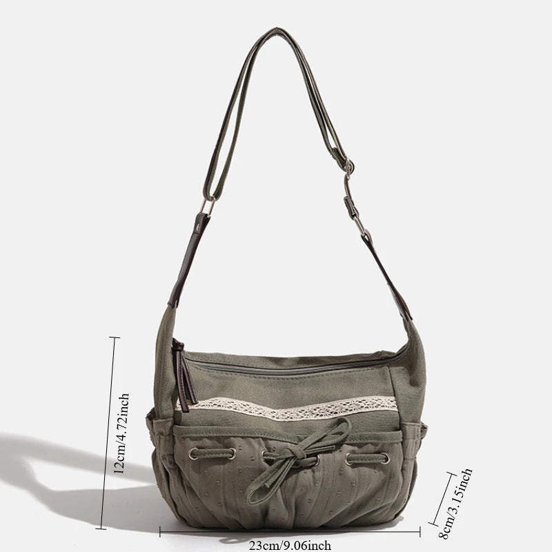Vintage Crossbody Bag Denim Bag 2025 New Designer Aesthetic Streetwear Drawstring Handbag Women Cas 7
