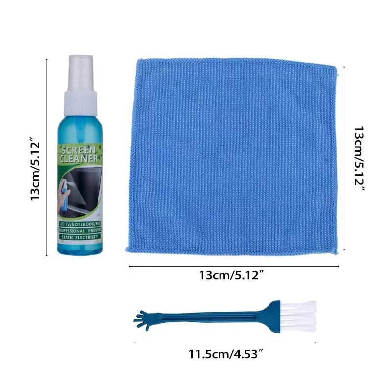 Premium Screen Cleaning Kit Liquid Cleaner Brush Microfiber Cloth Set For TV Laptop Phone Tablet 5