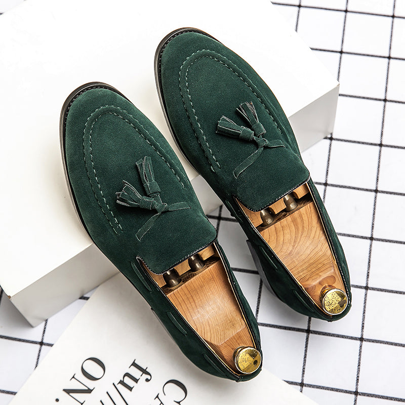 Frosted Leather Tassel Loafers High Quality Mens Slip On Shoes Comfortable Male Driving Flats Allma 9