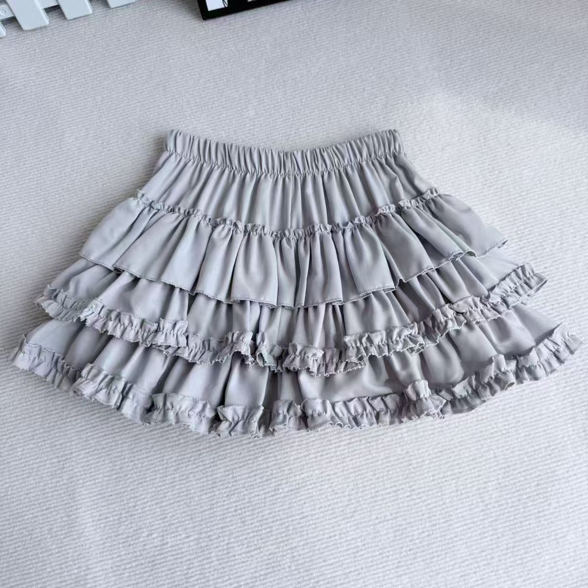 Purple Pumpkin Cake Skirt, Mini Skirt, Sweet Lolita Fashion with Fluffy White Lace and Pleats