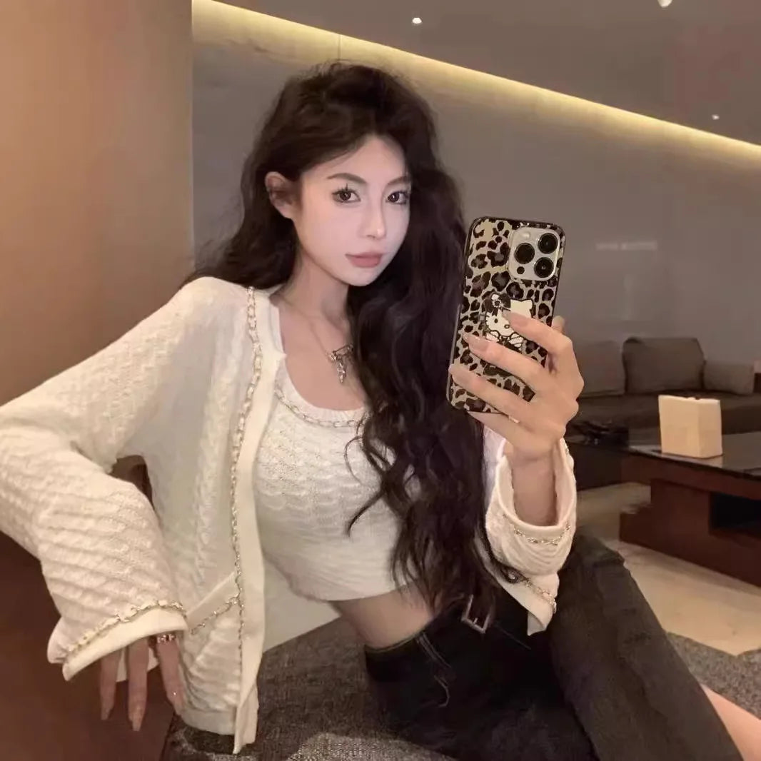 Spring Style Sweet Petite Cardigan Elegant Striped Knitted Top Color Blocking Heart Button Design 3