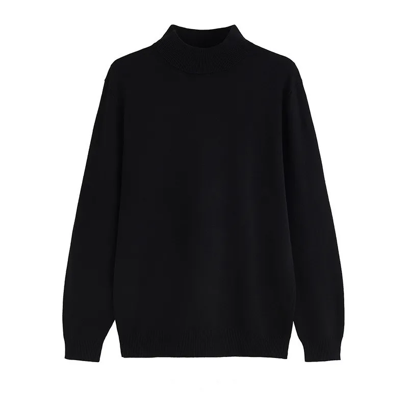 Men's Sweater, Half Polo Turtle Neck, Loose Fit Knit Top, Autumn Winter Base Layer