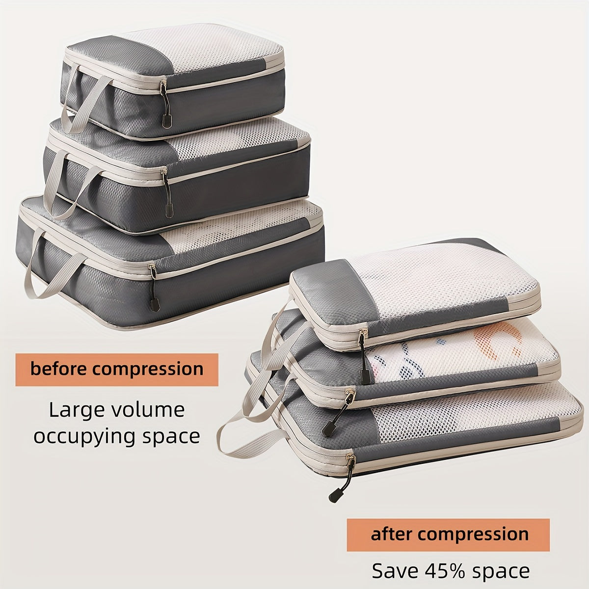 Travel Bag Luggage Organizer, Compression Cube Set, Carry-On Travel Essentials