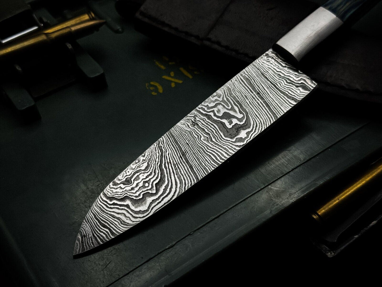 Elegant Handmade Damascus Steel Chef Knife With Wood Handle 3