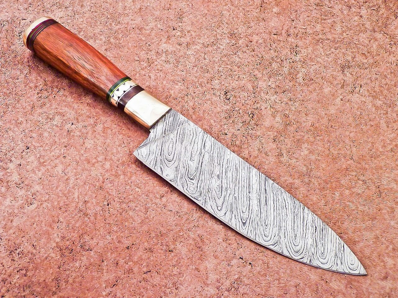 Rustic Handmade Damascus Knife Wood Handle For Hunting Survival 3