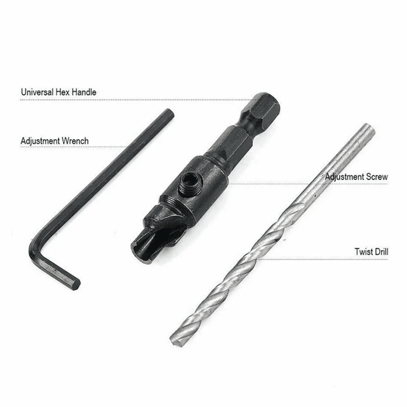 ProDrill 5 Piece Woodworking Countersink And Chamfer Drill Bit Set 5