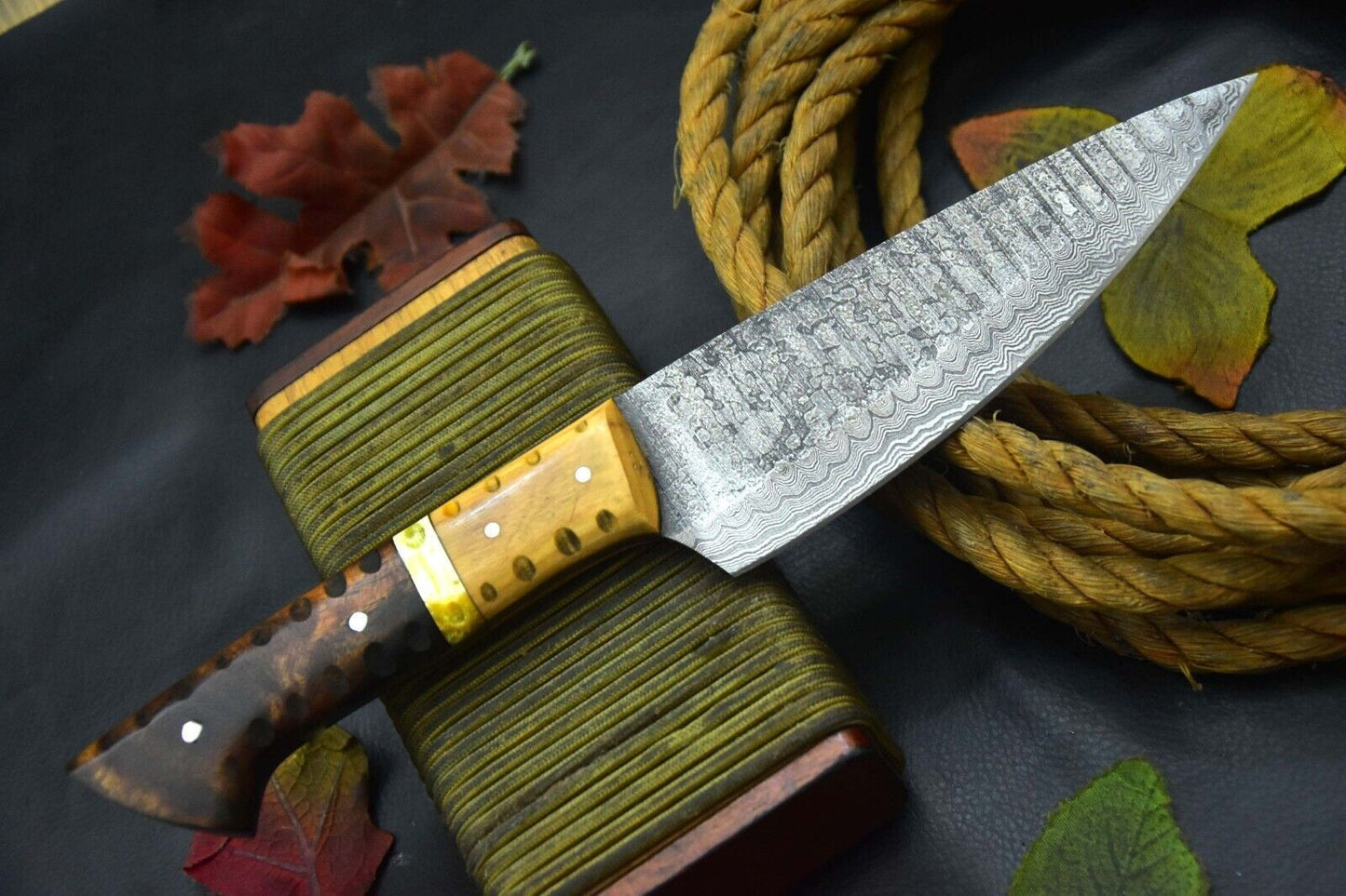 Custom Damascus Steel Kitchen Knife Full Tang Wood Handle 3