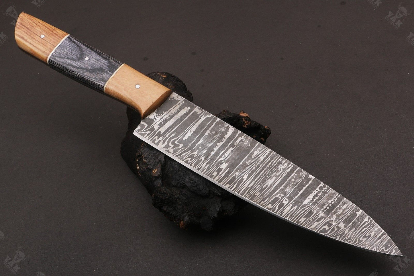 Custom Handmade Damascus Steel Kitchen Knife With Bone Handle 2