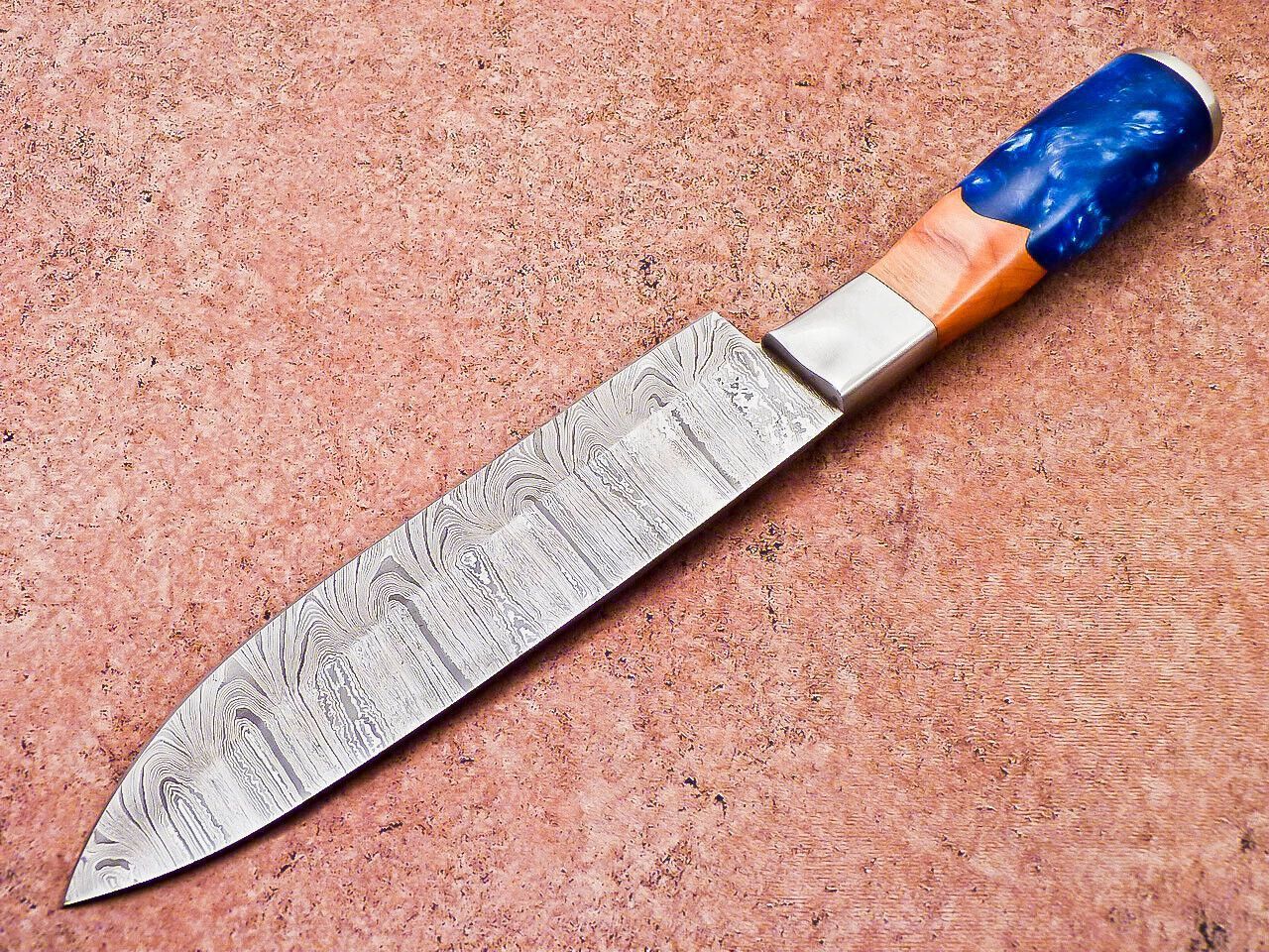 Custom Forged Damascus Knife Resin Handle For Grip Style 3