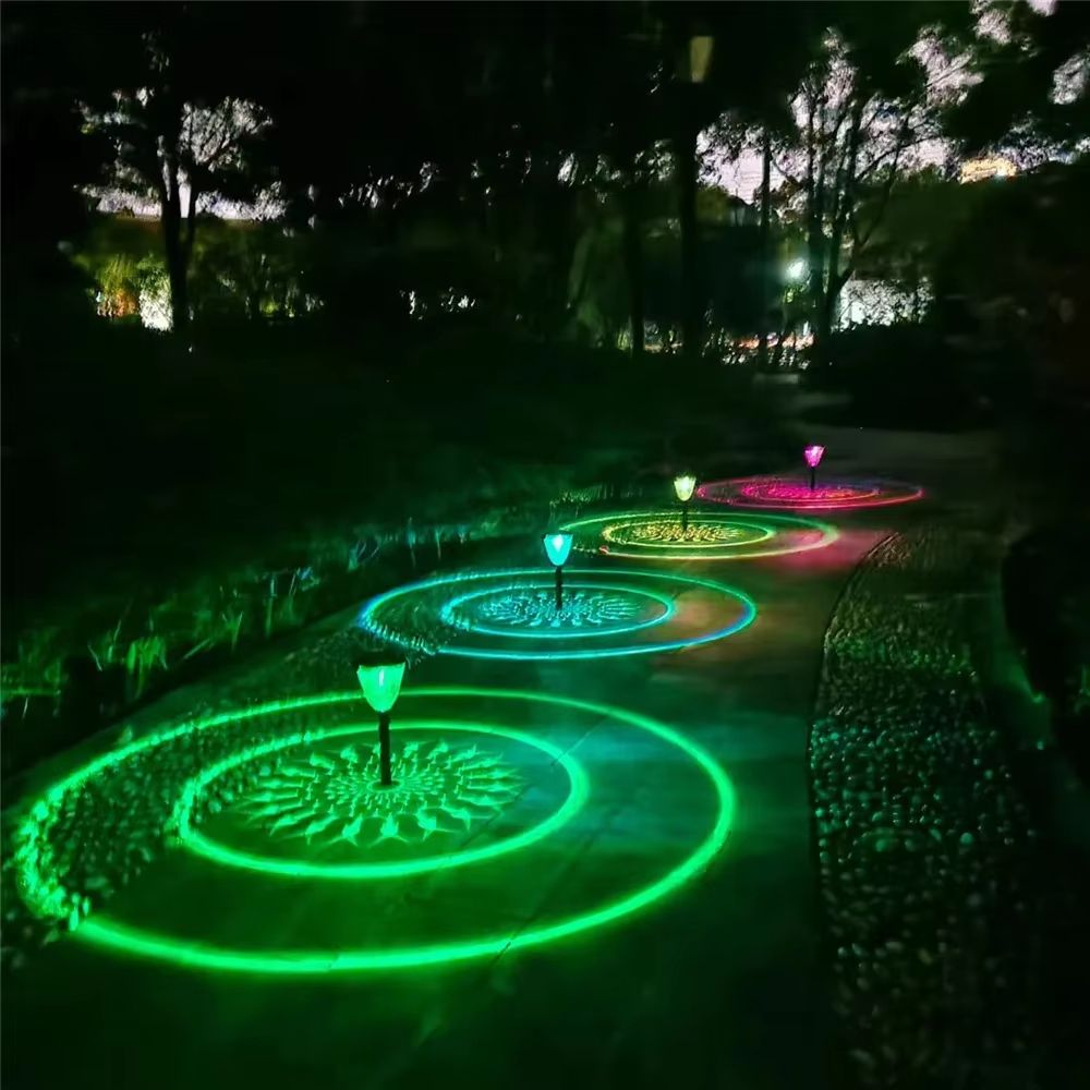 LumaPath Solar Pathway Lights Waterproof Outdoor Garden Lamps With Circle Pattern Glow For Yard Wa 8