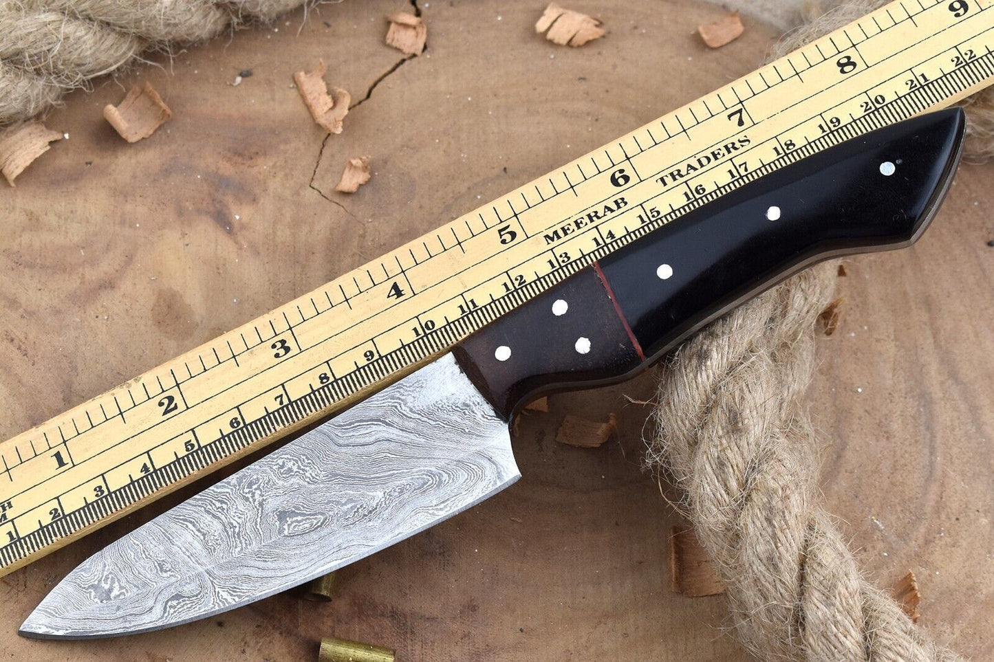 Handcrafted Damascus Steel Kitchen Knife Rosewood Handle Sheath Included 3