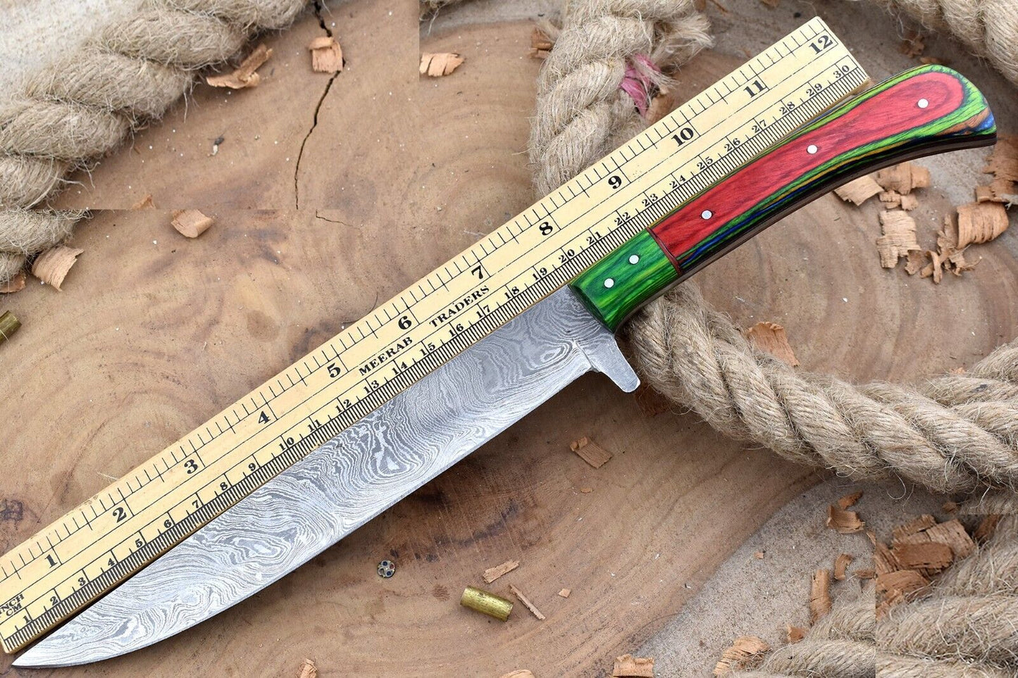 Luxury Handmade Damascus Kitchen Knife Chef Knife With Rosewood Handle Sheath 3