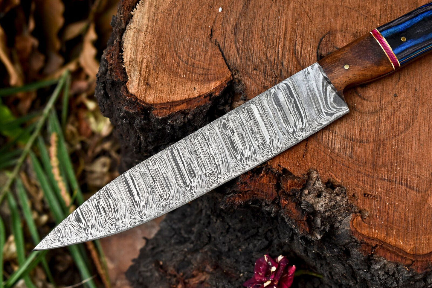 Damascus Steel Chef Knife Handmade Wooden Handle With Sheath 3