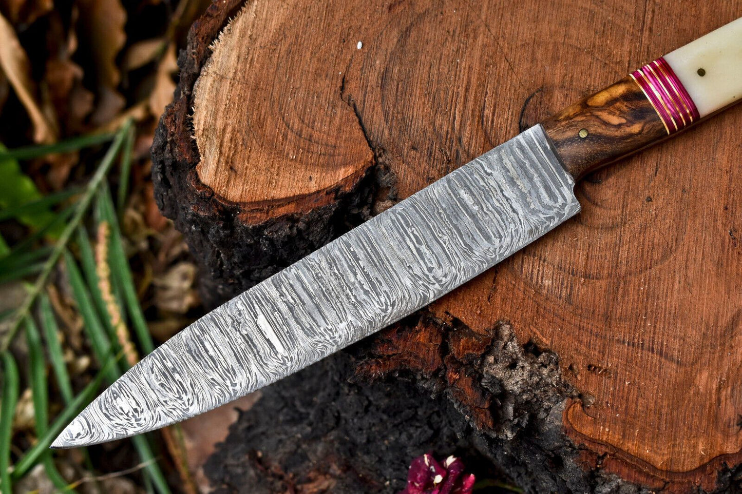 12 Handmade Damascus Steel Chef Knife With Hardwood Handle 3