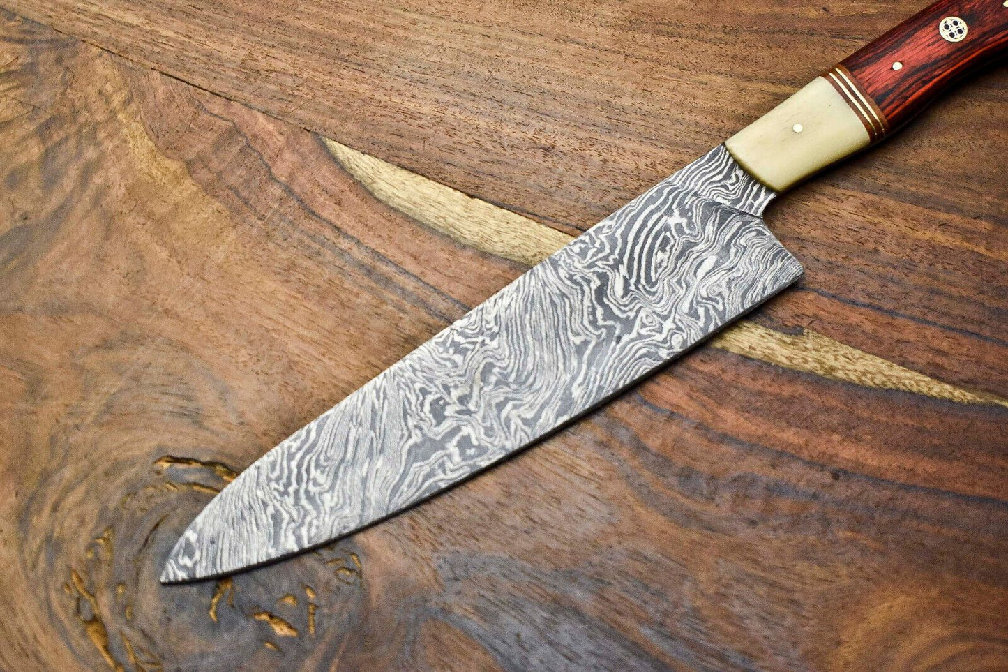 Custom Damascus Steel Kitchen Knife Handcrafted Full Tang Chef Outdoor Knife 3