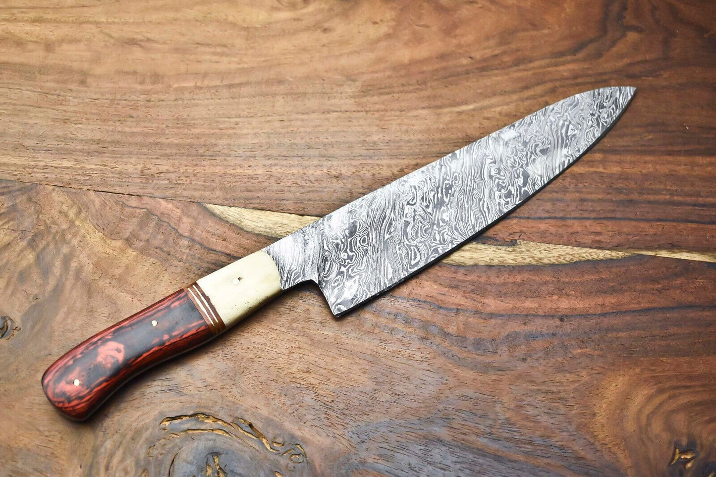 12 Handmade Damascus Fillet Knife Forged Full Tang Blade Steel Bolster Handle 3