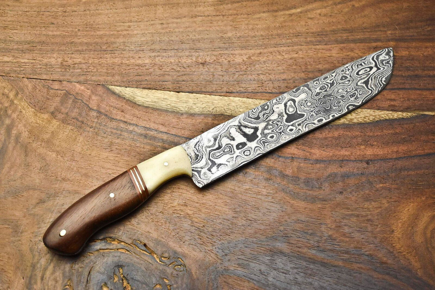 Premium Handmade Damascus Fillet Knife Full Tang Kitchen Knife With 4mm Thick Blade 3