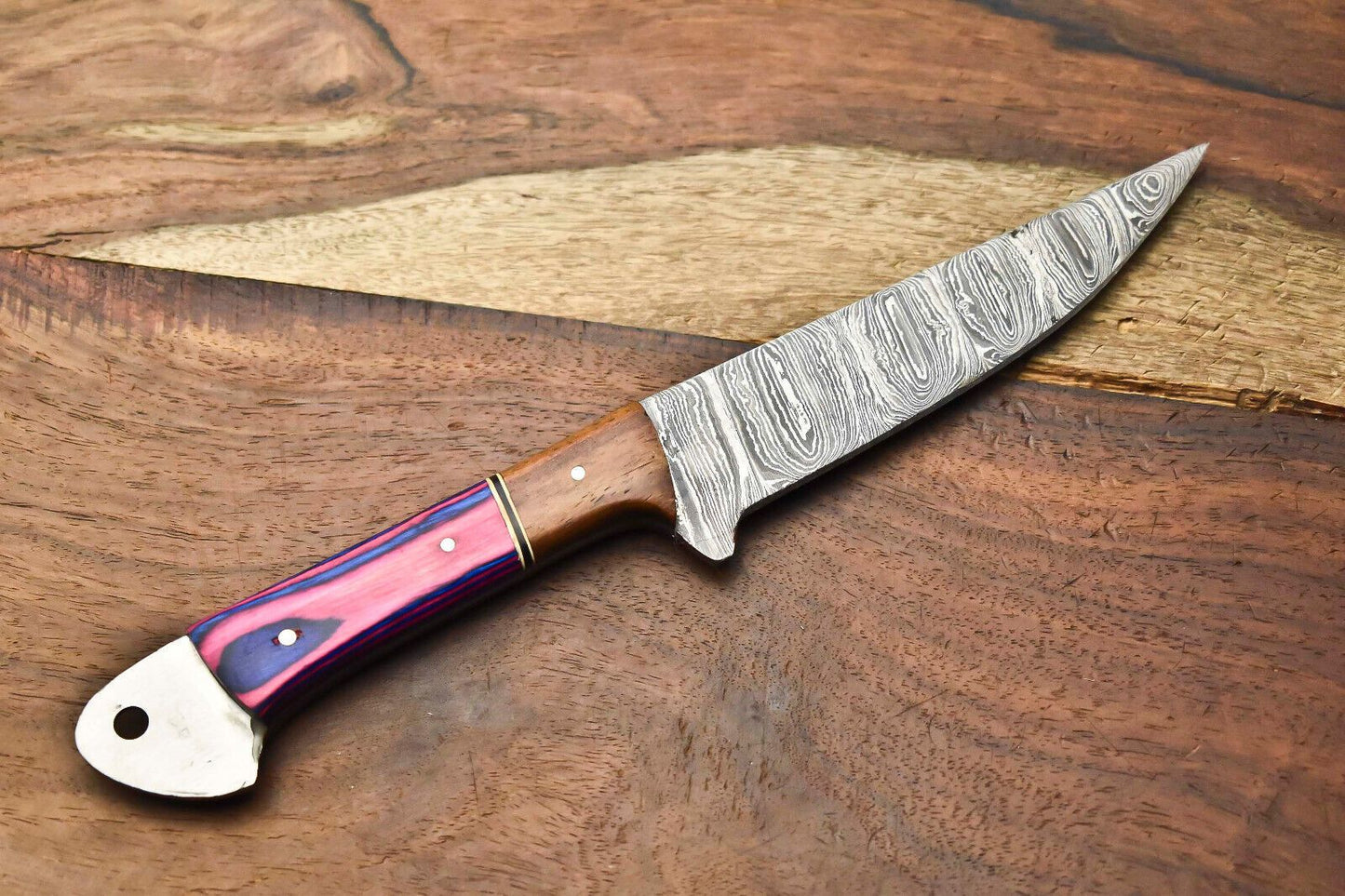 Handmade Chef Knife Forged Damascus Steel Fillet Knife With Steel Bolster 3