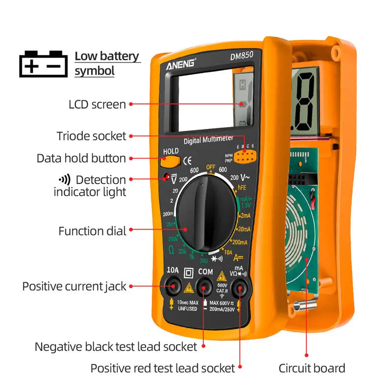 Auto AC DC Voltage Tester Professional Digital Multimeter Current Ammeter Test Probe Professional D 4