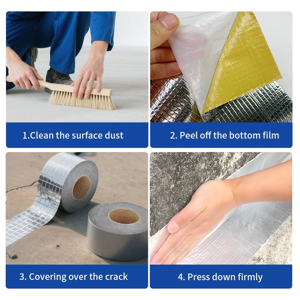 Premium Waterproof Aluminum Foil Butyl Tape HeavyDuty Leak Seal For Roof Wall Duct Pool Repair 5
