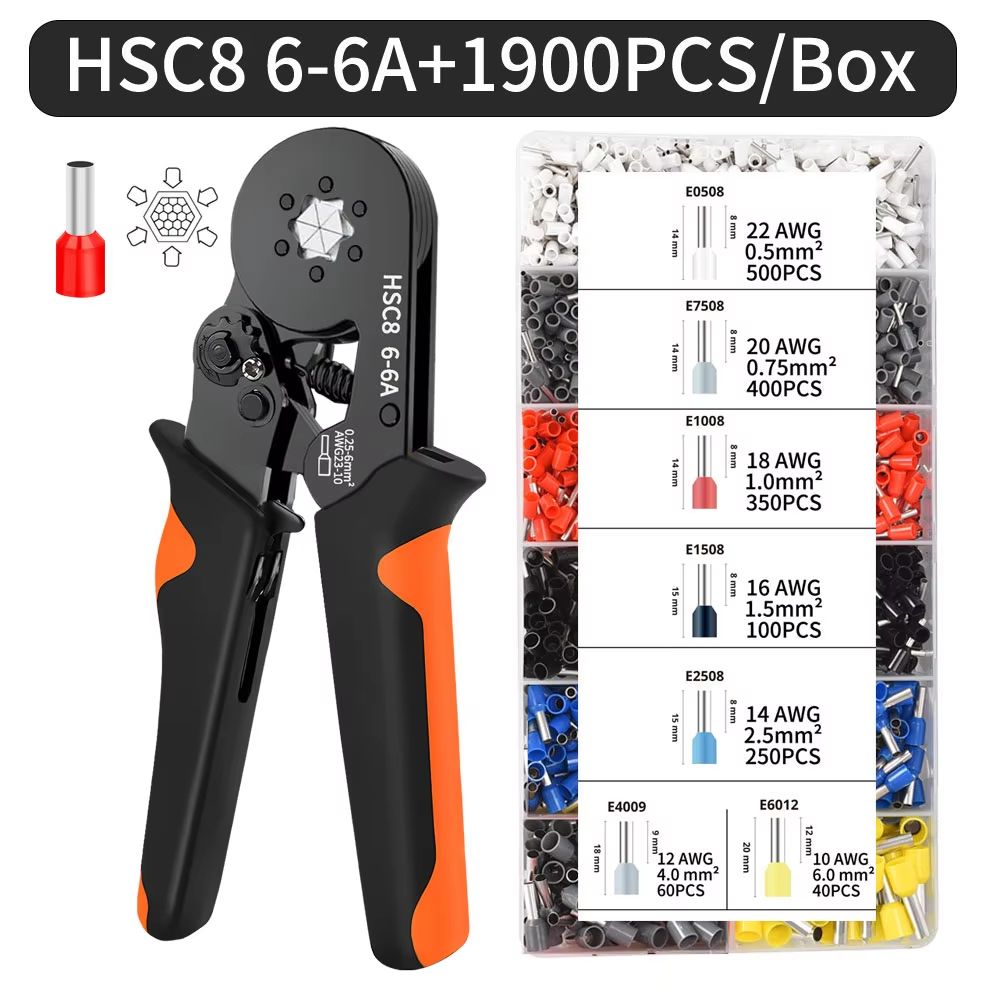 ProCrimp HexShank SelfAdjustable Ratchet Ferrule Crimping Tool Kit 02510 Mmsq AWG 237 16